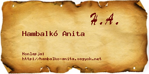 Hambalkó Anita névjegykártya